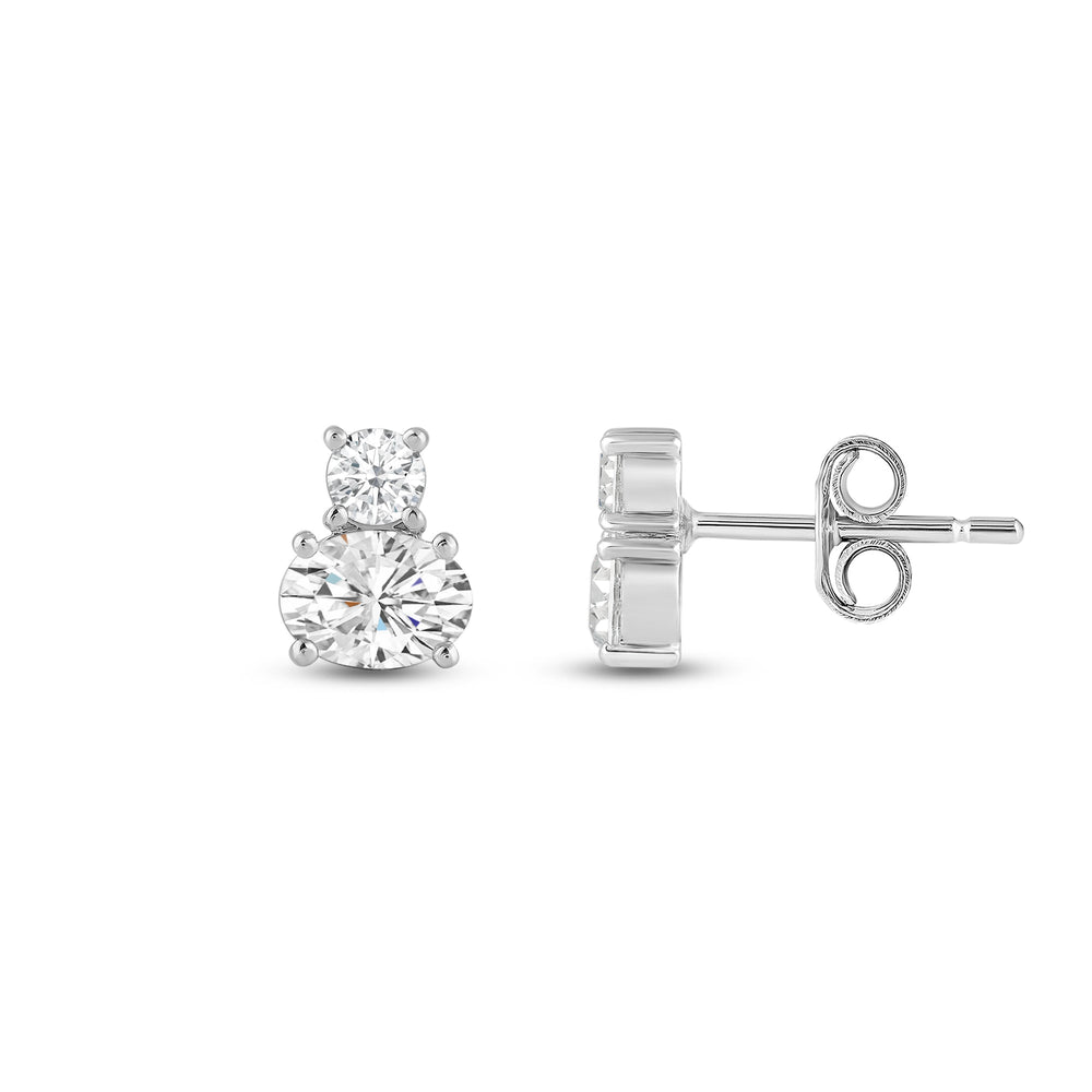 Duet Oval Earrings with 14KT White Gold / Lab / 1 Cut Diamond in 14KT White Gold / Lab / 1 view 5
