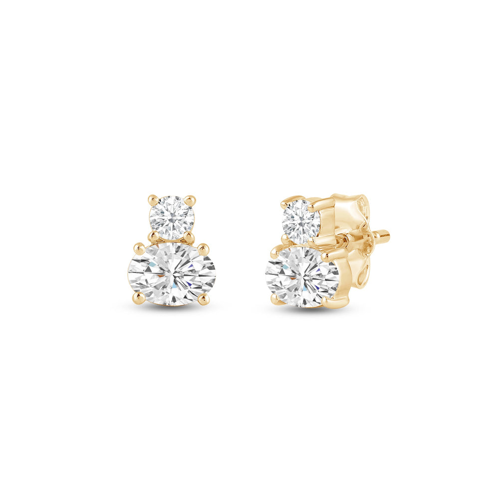 Duet Oval Earrings with 14KT Yellow Gold / Lab / 1 Cut Diamond in 14KT Yellow Gold / Lab / 1 view 1
