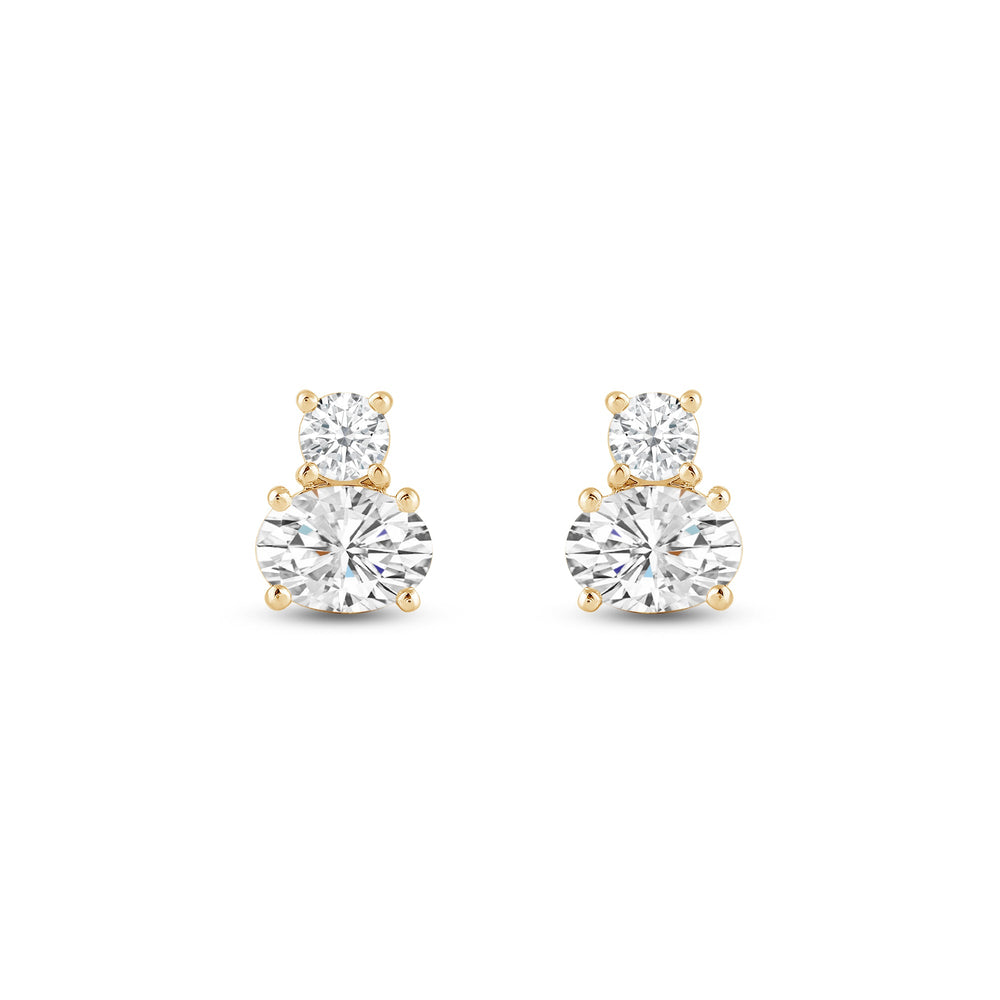 Duet Oval Earrings with 14KT Yellow Gold / Lab / 1 Cut Diamond in 14KT Yellow Gold / Lab / 1 view 4
