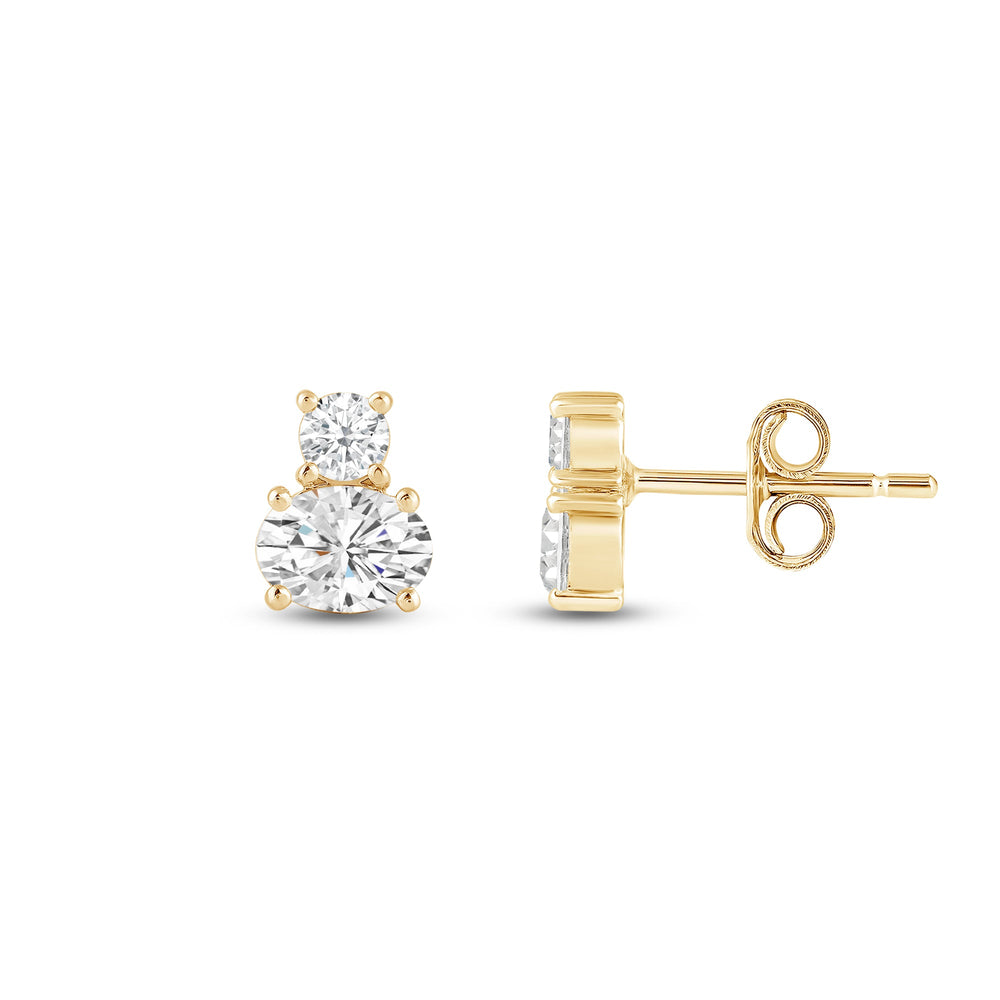 Duet Oval Earrings with 14KT Yellow Gold / Lab / 1 Cut Diamond in 14KT Yellow Gold / Lab / 1 view 5
