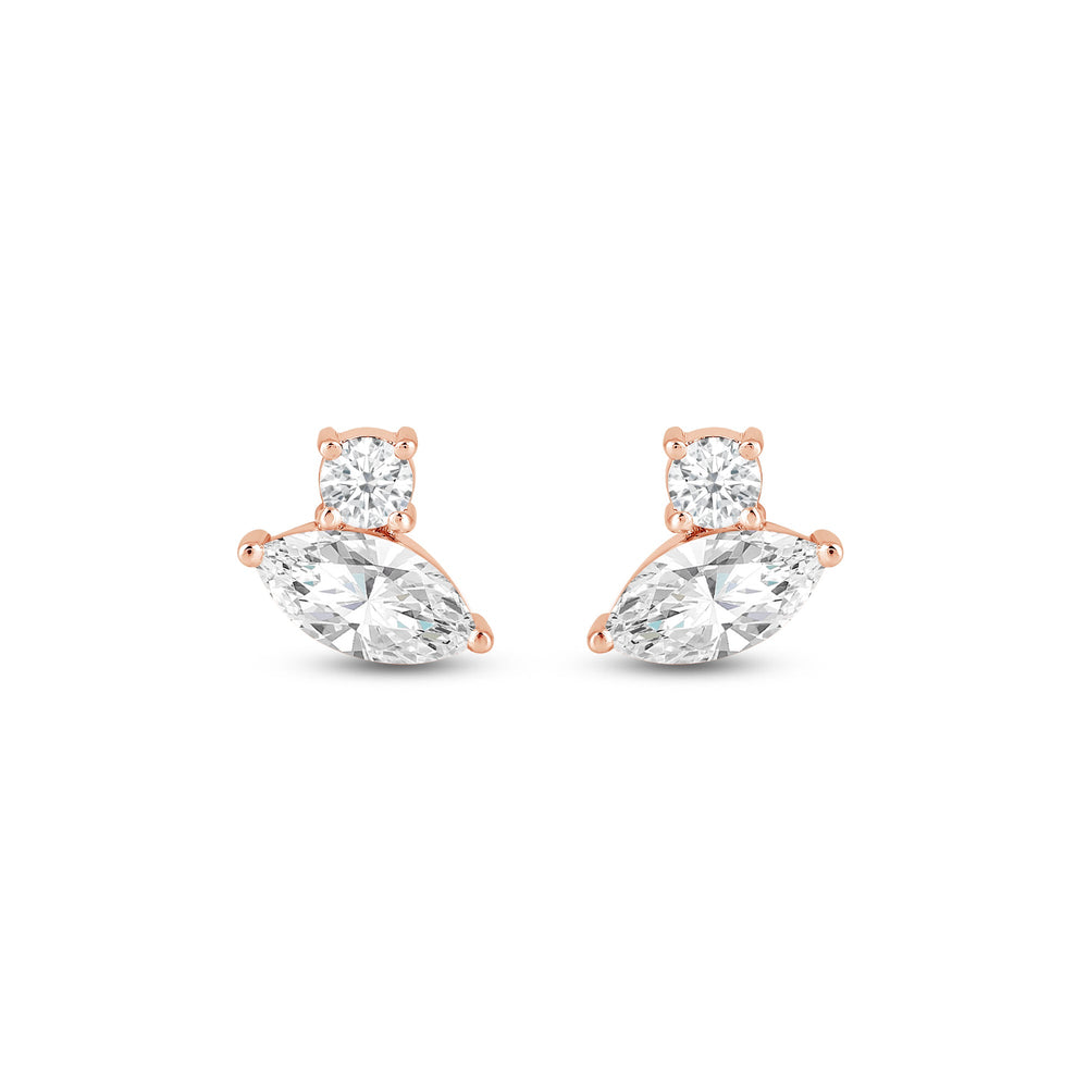 Duet Marquise Earrings with 14KT Rose Gold / Lab / 1 Cut Diamond in 14KT Rose Gold / Lab / 1 view 4
