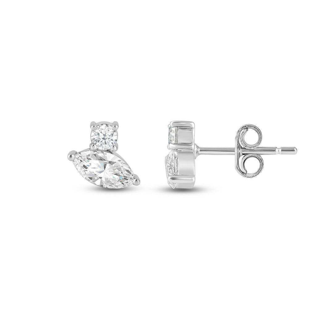 Duet Marquise Earrings with 14KT White Gold / Lab / 1 Cut Diamond in 14KT White Gold / Lab / 1 view 5
