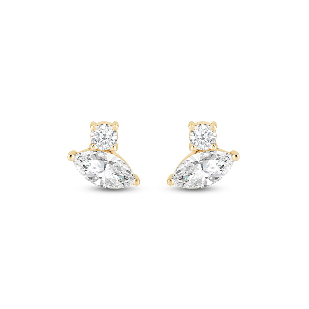 Duet Marquise Earrings with 14KT Yellow Gold / Lab / 1 Cut Diamond in 14KT Yellow Gold / Lab / 1 view 4
