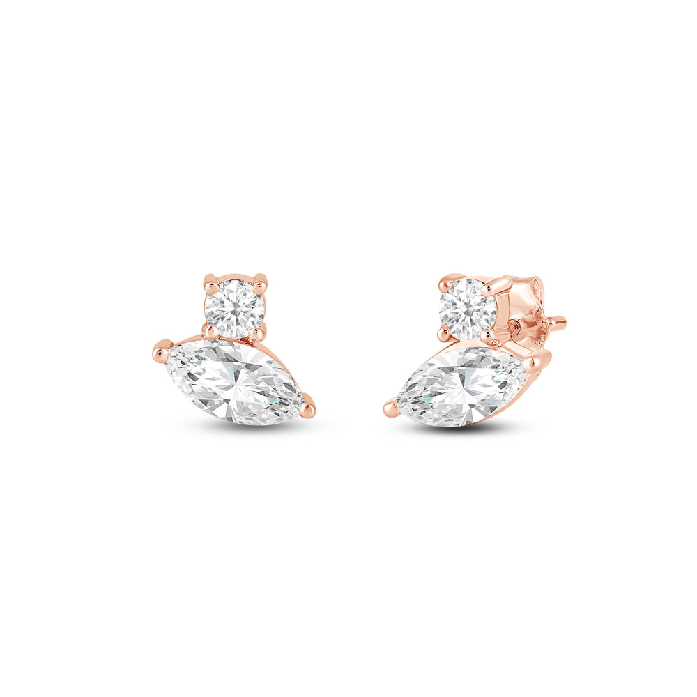 Duet Marquise Earrings with 14KT Rose Gold / Lab / 1 Cut Diamond in 14KT Rose Gold / Lab / 1 view 1
