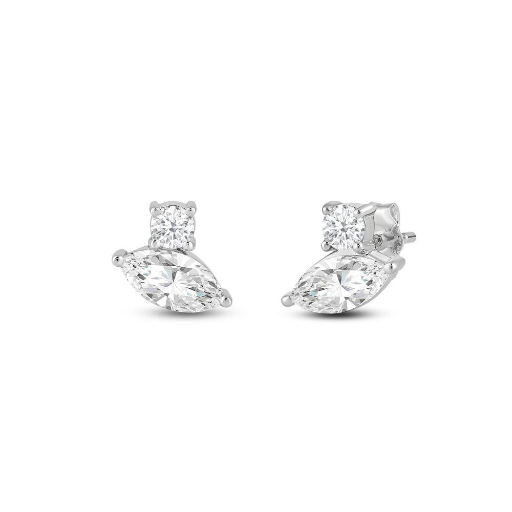 Duet Marquise Earrings with 14KT White Gold / Lab / 1 Cut Diamond in 14KT White Gold / Lab / 1 view 1
