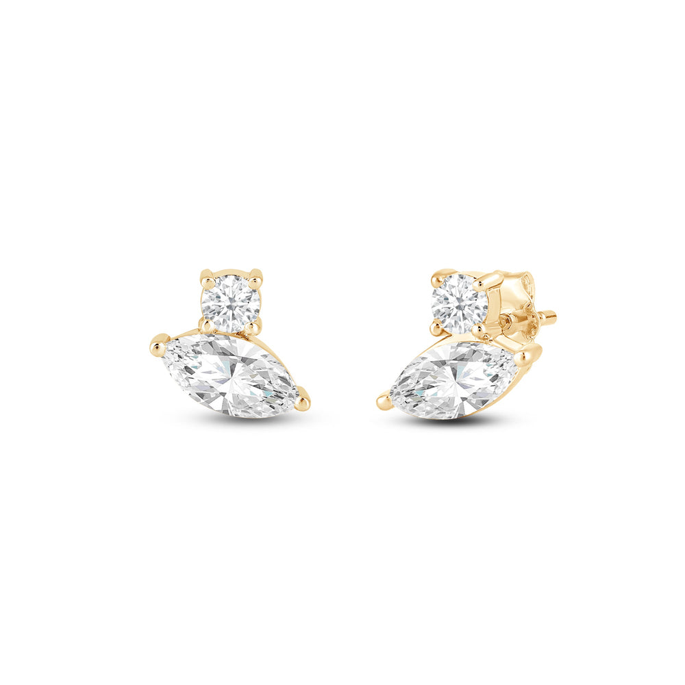 Duet Marquise Earrings with 14KT Yellow Gold / Lab / 1 Cut Diamond in 14KT Yellow Gold / Lab / 1 view 1
