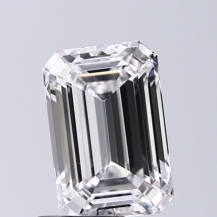3.05 Carat Emerald Lab Diamond with  Cut Diamond in 14KT  view 1
