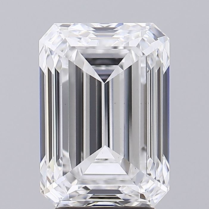 4.36 Carat Emerald Lab Diamond with  Cut Diamond in 14KT  view 1
