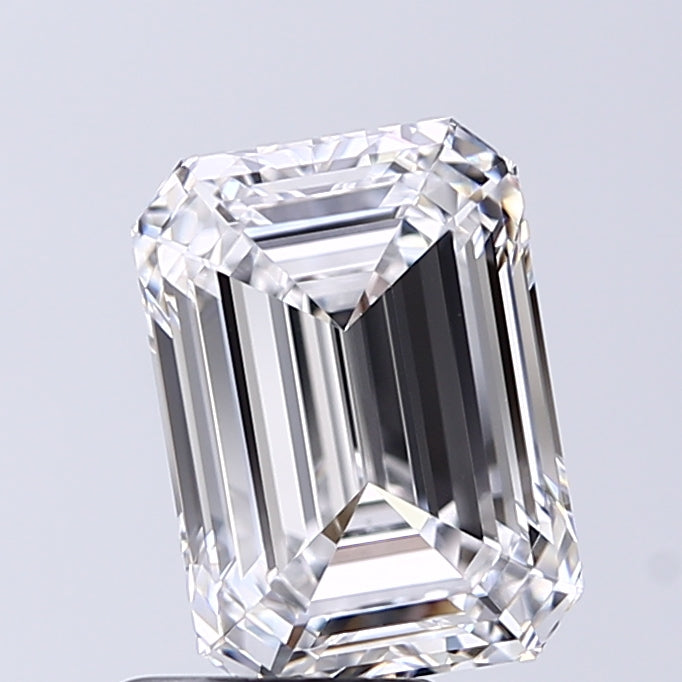3.01 Carat Emerald Lab Diamond with  Cut Diamond in 14KT  view 1
