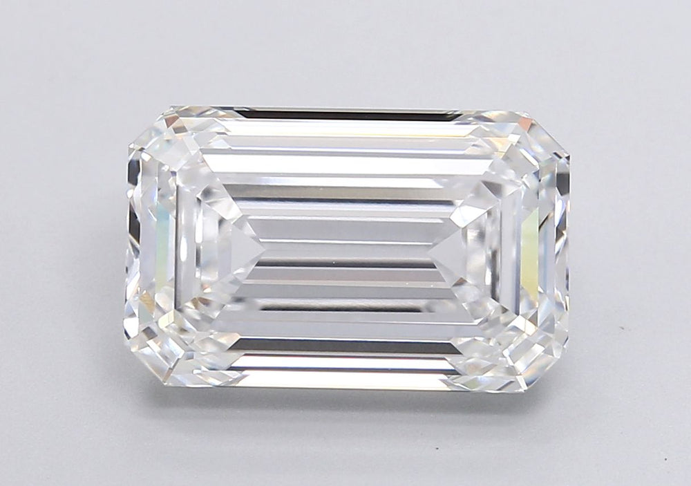 6.08 Carat Emerald Lab Diamond with  Cut Diamond in 14KT  view 1
