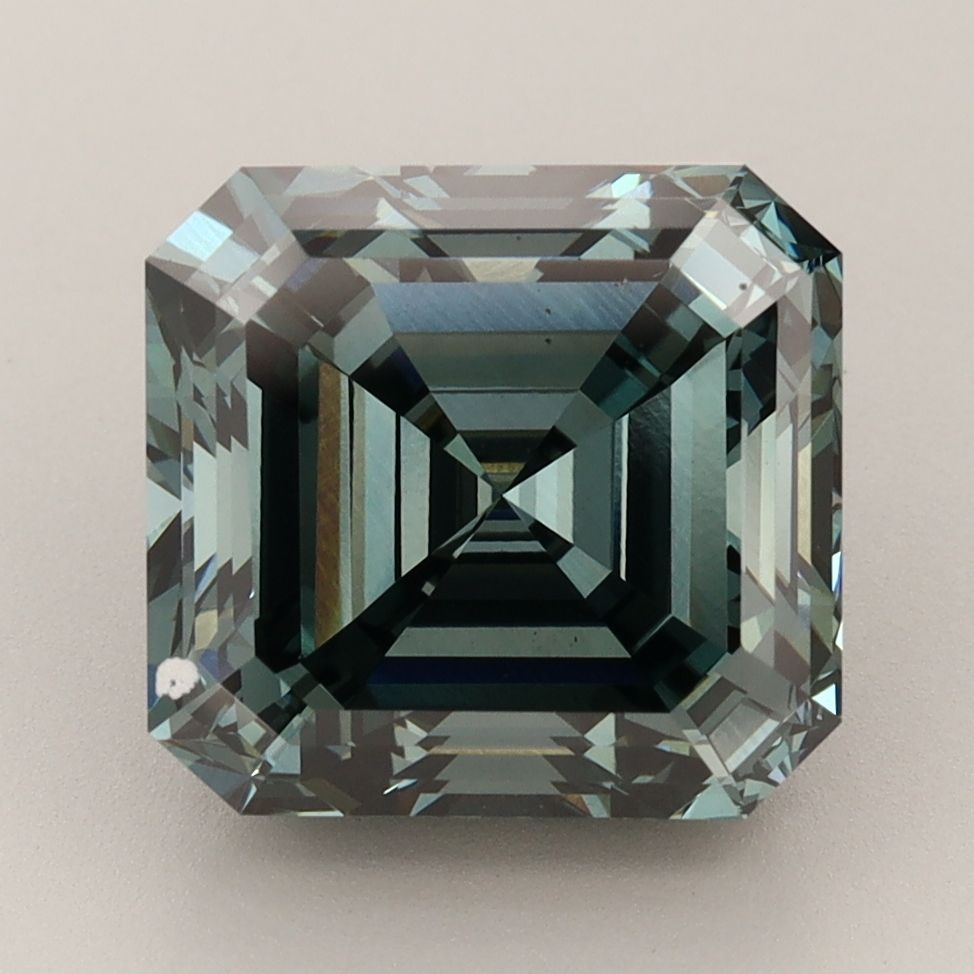 5.59 Carat Emerald Lab Diamond with  Cut Diamond in 14KT  view 1
