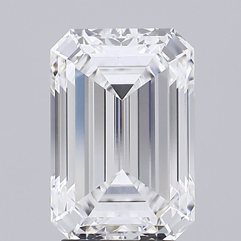 3.84 Carat Emerald Lab Diamond with  Cut Diamond in 14KT  view 1

