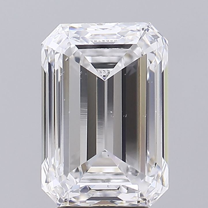 5.01 Carat Emerald Lab Diamond with  Cut Diamond in 14KT  view 1
