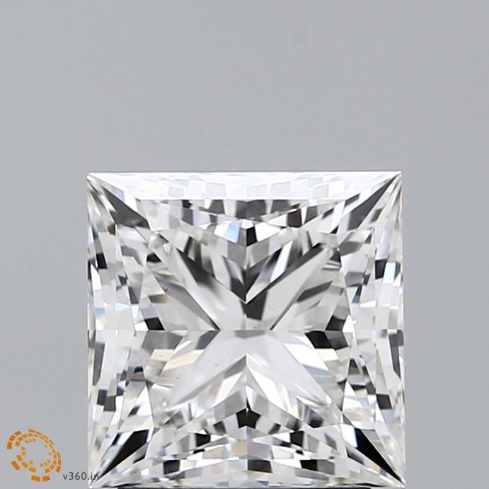 2.54 Carat Princess Lab Diamond with  Cut Diamond in 14KT  view 1
