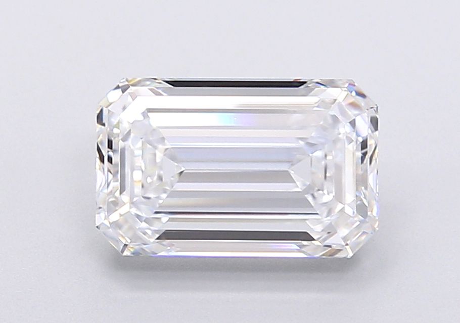 2.61 Carat Emerald Lab Diamond with  Cut Diamond in 14KT  view 1
