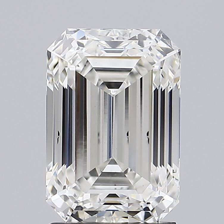 2.41 Carat Emerald Lab Diamond with  Cut Diamond in 14KT  view 1
