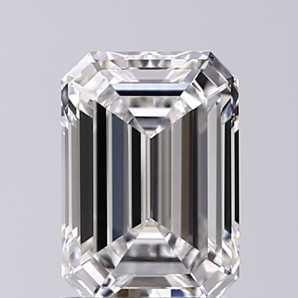 1.5 Carat Emerald Lab Diamond with  Cut Diamond in 14KT  view 1
