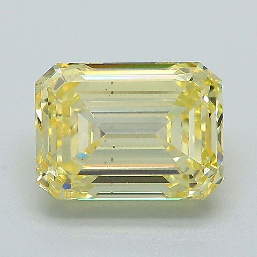2.68 Carat Emerald Lab Diamond with  Cut Diamond in 14KT  view 1

