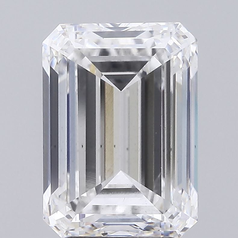 5.02 Carat Emerald Lab Diamond with  Cut Diamond in 14KT  view 1

