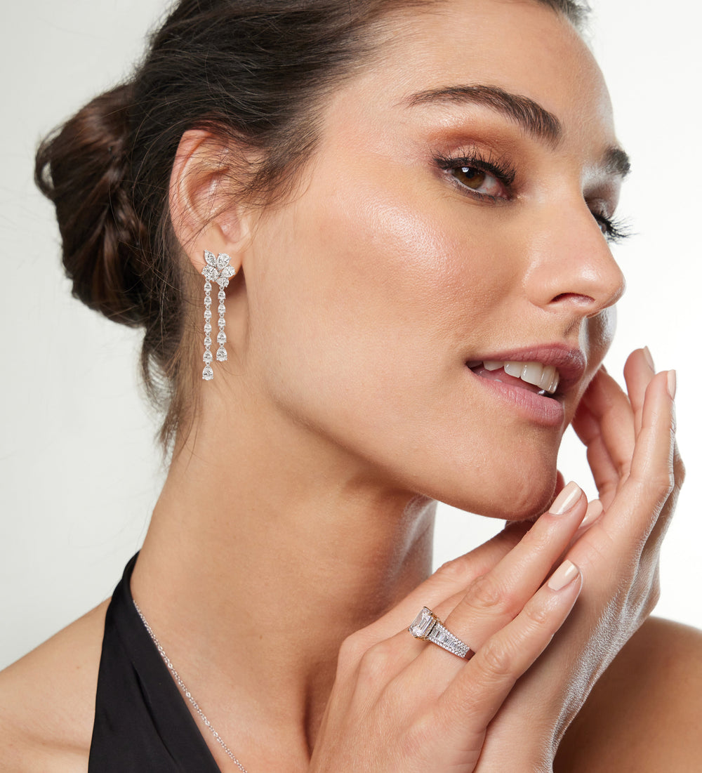 Model Wearing Mosaic Chandelier Earrings view