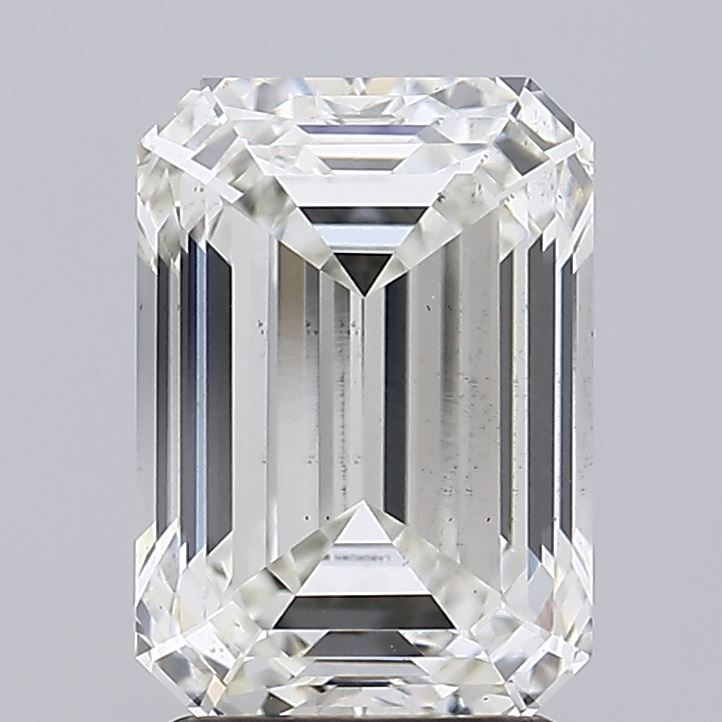 3.08 Carat Emerald Lab Diamond with  Cut Diamond in 14KT  view 1
