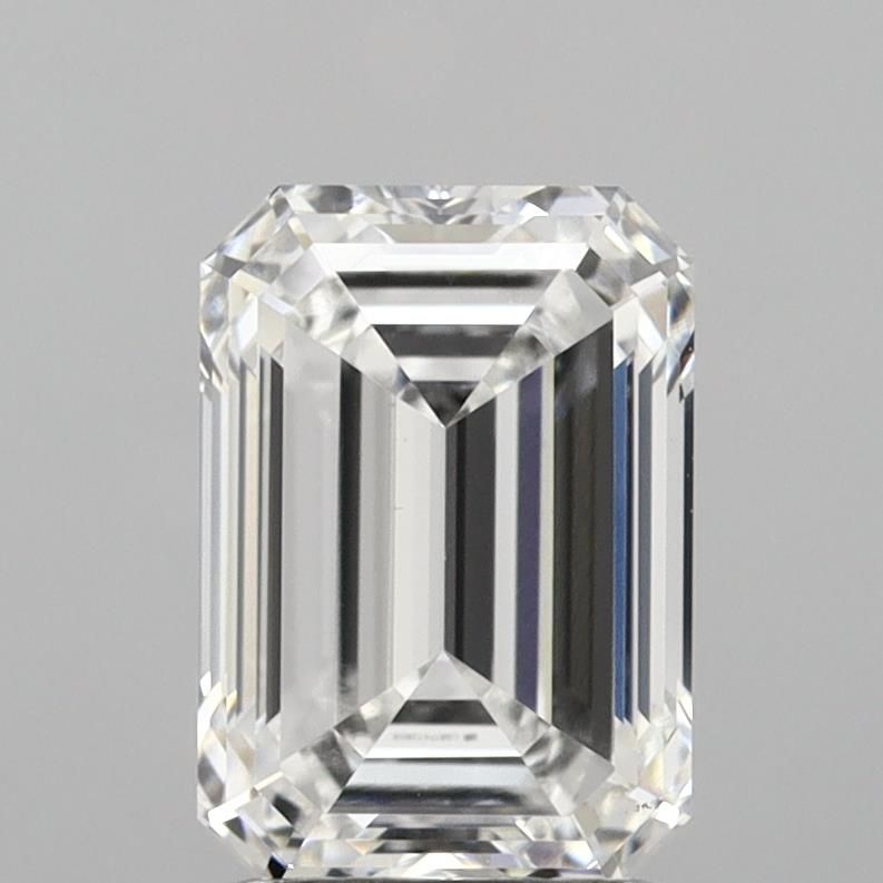 2.03 Carat Emerald Lab Diamond with  Cut Diamond in 14KT  view 1

