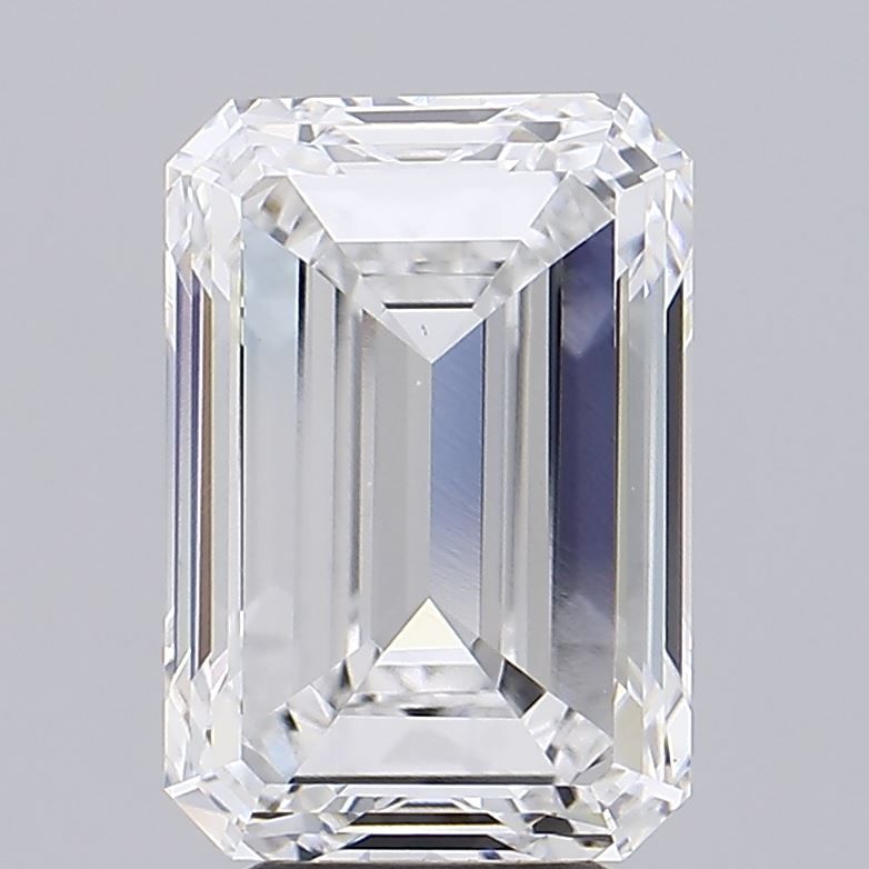 5.01 Carat Emerald Lab Diamond with  Cut Diamond in 14KT  view 1
