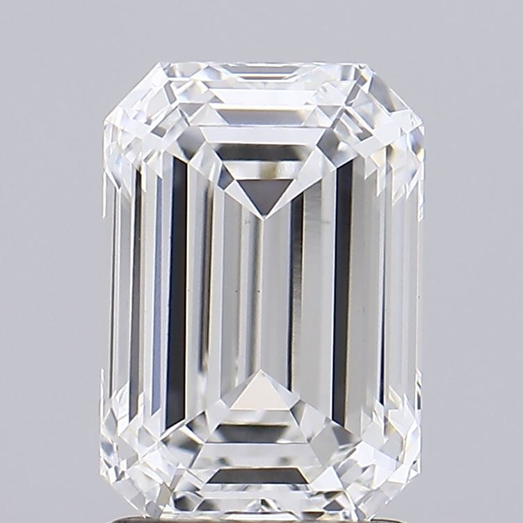 2.0 Carat Emerald Lab Diamond with  Cut Diamond in 14KT  view 1
