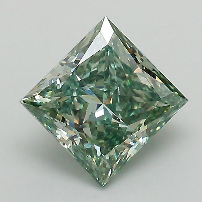 1.72 Carat Princess Lab Diamond with  Cut Diamond in 14KT  view 1
