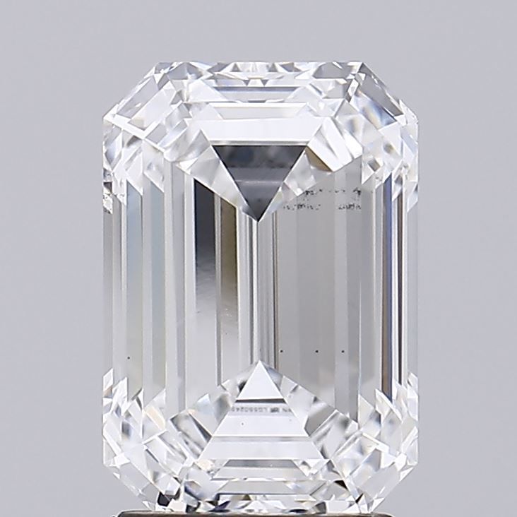 3.02 Carat Emerald Lab Diamond with  Cut Diamond in 14KT  view 1
