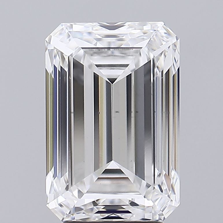 5.03 Carat Emerald Lab Diamond with  Cut Diamond in 14KT  view 1
