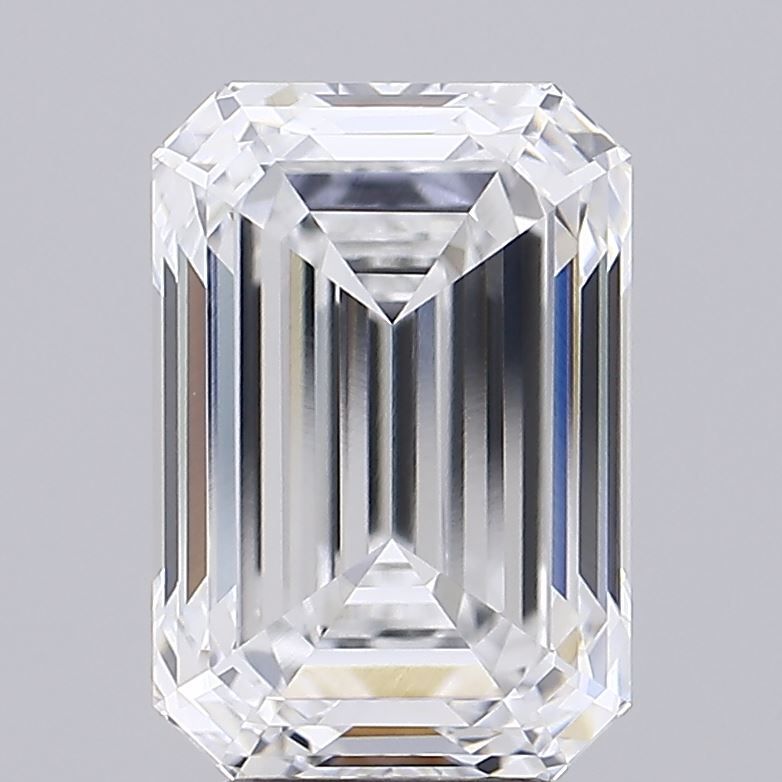 4.53 Carat Emerald Lab Diamond with  Cut Diamond in 14KT  view 1
