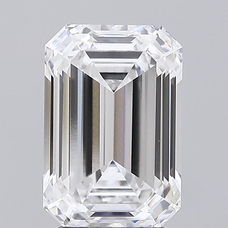 3.54 Carat Emerald Lab Diamond with  Cut Diamond in 14KT  view 1
