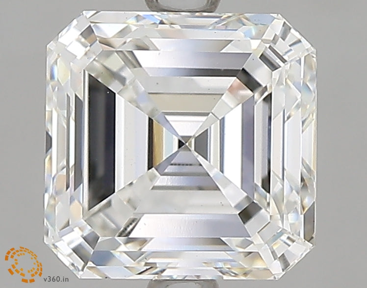 3.08 Carat Asscher Lab Diamond with  Cut Diamond in 14KT  view 1
