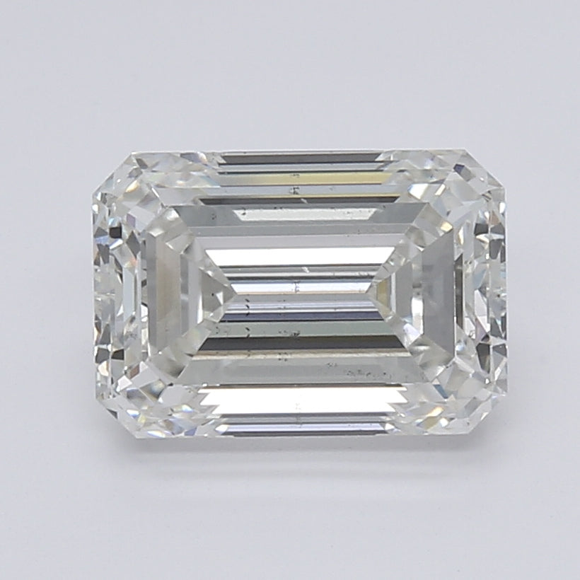 3.03 Carat Emerald Lab Diamond with  Cut Diamond in 14KT  view 1
