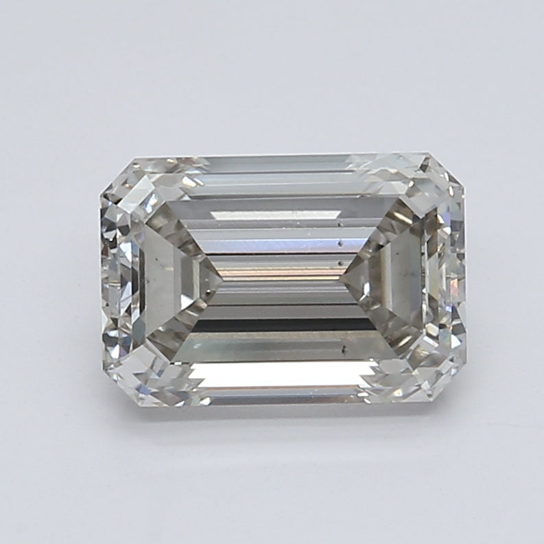 2.51 Carat Emerald Lab Diamond with  Cut Diamond in 14KT  view 1
