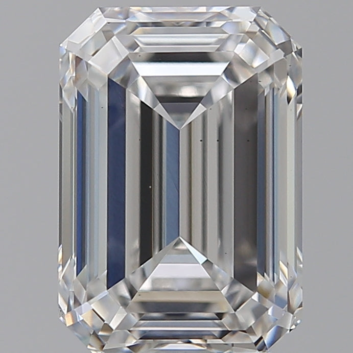 3.48 Carat Emerald Lab Diamond with  Cut Diamond in 14KT  view 1

