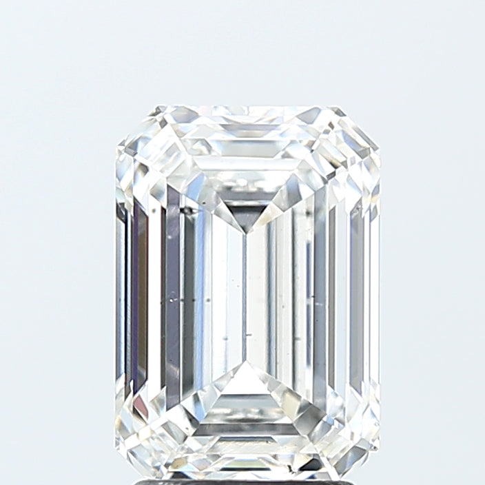 3.0 Carat Emerald Lab Diamond with  Cut Diamond in 14KT  view 1
