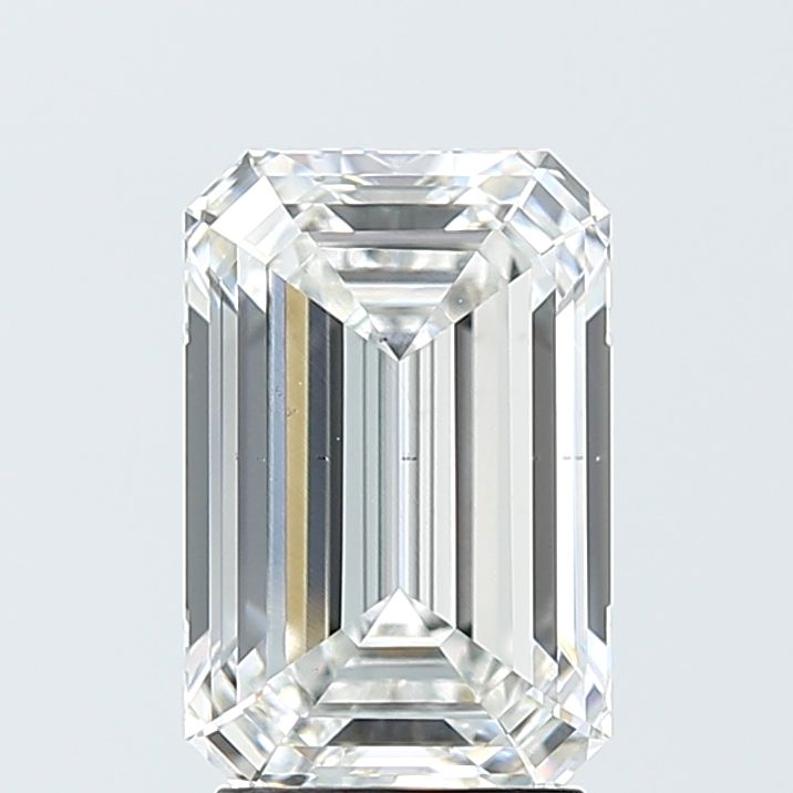 3.01 Carat Emerald Lab Diamond with  Cut Diamond in 14KT  view 1
