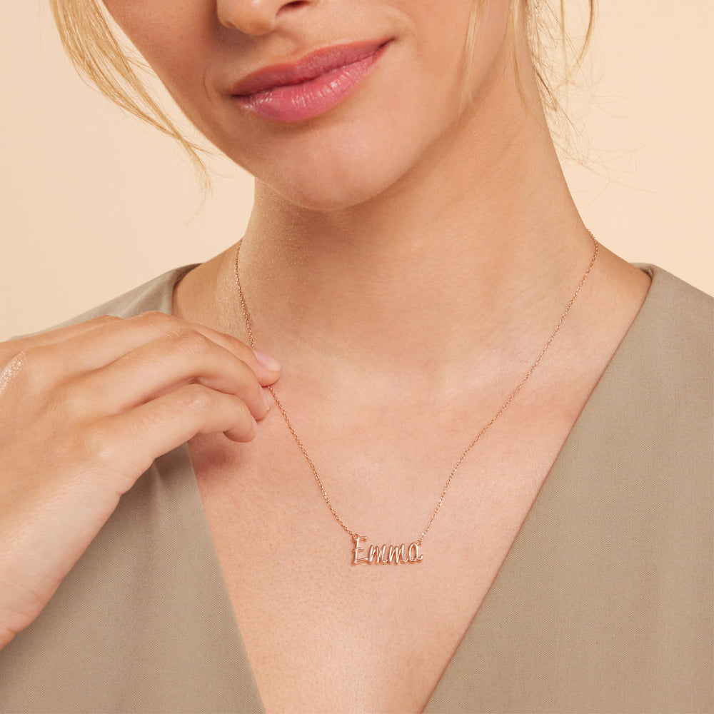 Personalized Name Necklace in Gold with 10 Cut Diamond in 14KT Rose Gold view 2
