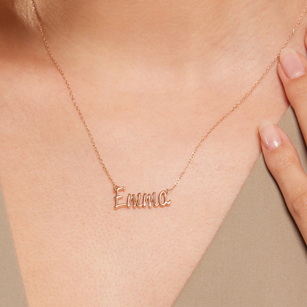 Personalized Name Necklace in Gold with 10 Cut Diamond in 14KT Rose Gold view 3
