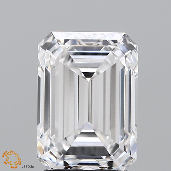 2.58 Carat Emerald Lab Diamond with  Cut Diamond in 14KT  view 1
