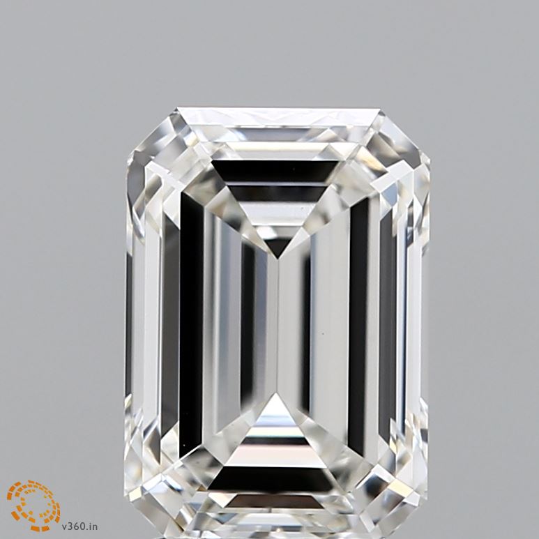 3.09 Carat Emerald Lab Diamond with  Cut Diamond in 14KT  view 1
