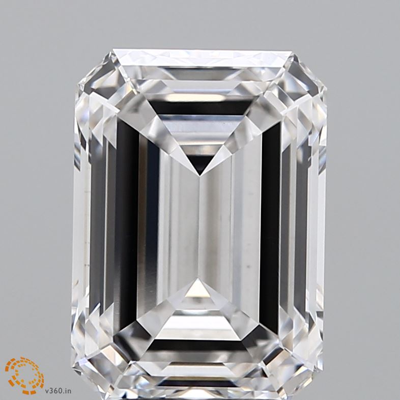 4.51 Carat Emerald Lab Diamond with  Cut Diamond in 14KT  view 1

