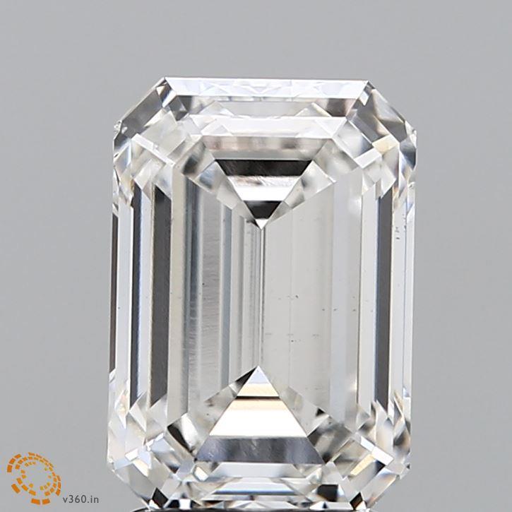 3.0 Carat Emerald Lab Diamond with  Cut Diamond in 14KT  view 1
