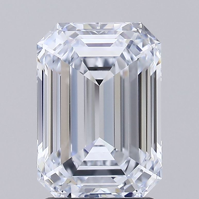 2.03 Carat Emerald Lab Diamond with  Cut Diamond in 14KT  view 1
