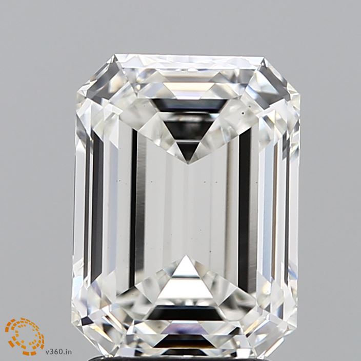 3.01 Carat Emerald Lab Diamond with  Cut Diamond in 14KT  view 1
