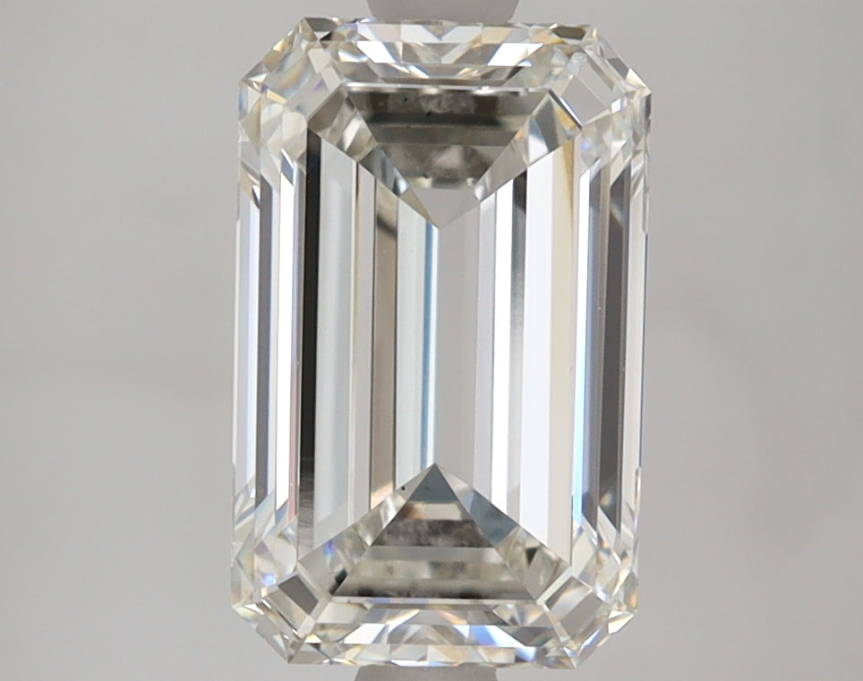 2.51 Carat Emerald Lab Diamond with  Cut Diamond in 14KT  view 1
