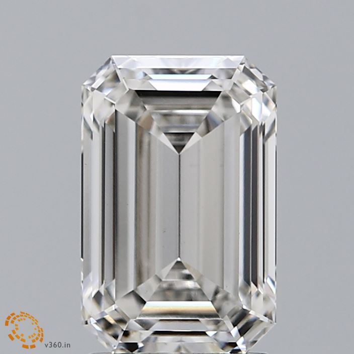 2.55 Carat Emerald Lab Diamond with  Cut Diamond in 14KT  view 1
