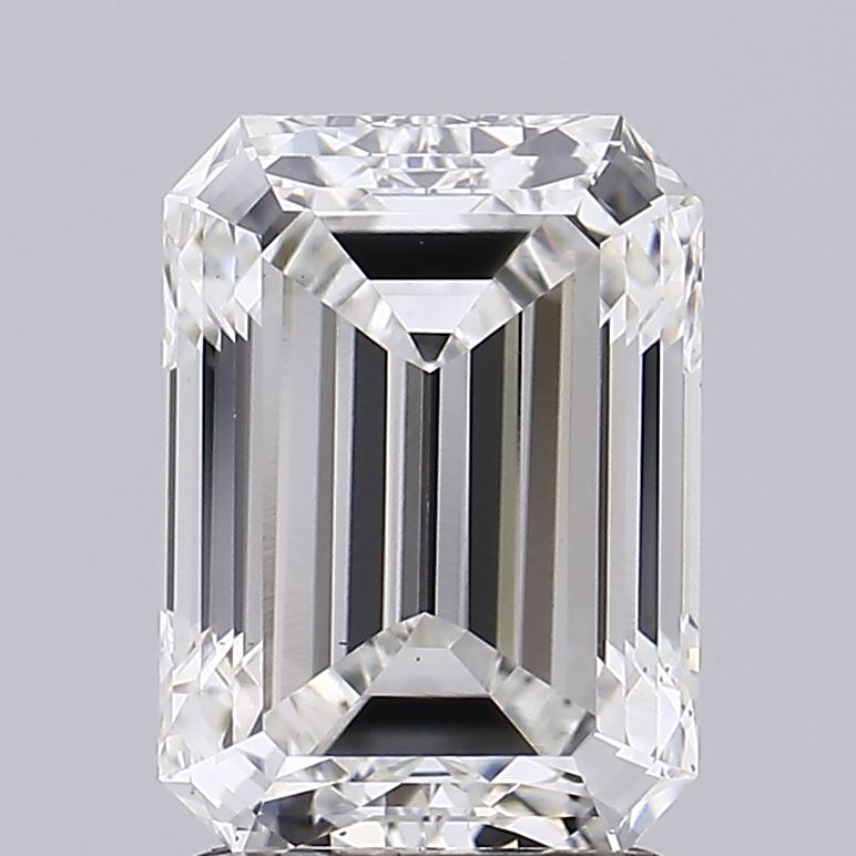 2.51 Carat Emerald Lab Diamond with  Cut Diamond in 14KT  view 1
